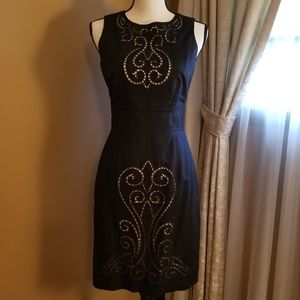Maggie London Black Dress over Nude Lining